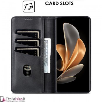 Dirbtinės odos atverčiamas dėklas su skyreliais - juodas (Huawei Pura 70 Pro/Pura 70 Pro Plus) Dirbtinės odos atverčiamas dėklas su skyreliais - juodas (Huawei Pura 70 Pro/Pura 70 Pro Plus)